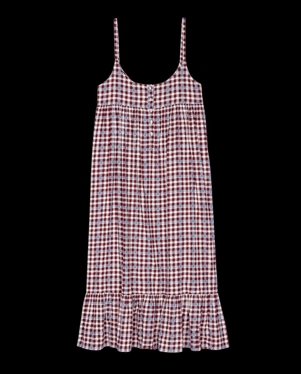The Great. Sleep Dresses | The Ruffle Tank Night Dress. Bordeaux Plaid - Women