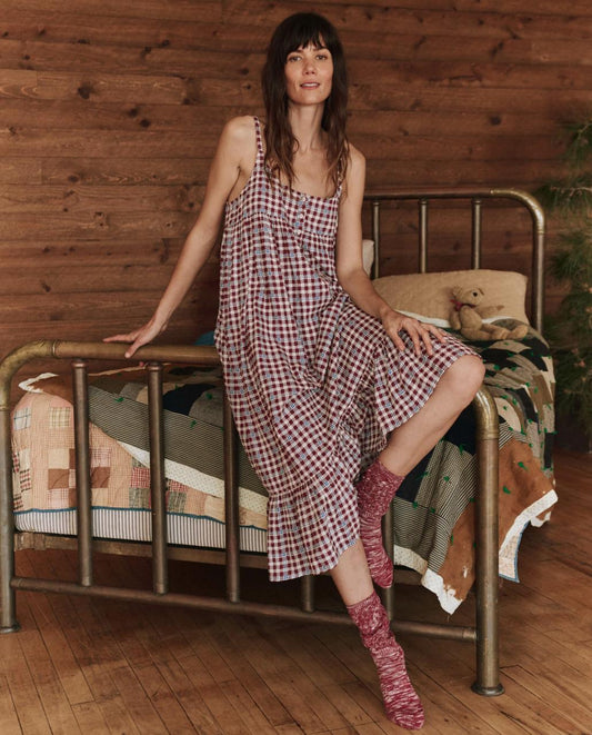 The Great. Sleep Dresses | The Ruffle Tank Night Dress. Bordeaux Plaid - Women