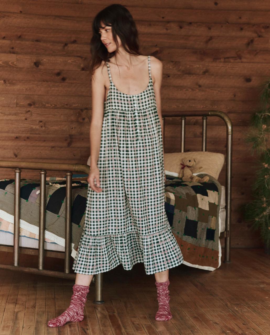 The Great. Sleep Dresses | The Ruffle Tank Night Dress. Winter Pine Plaid - Women