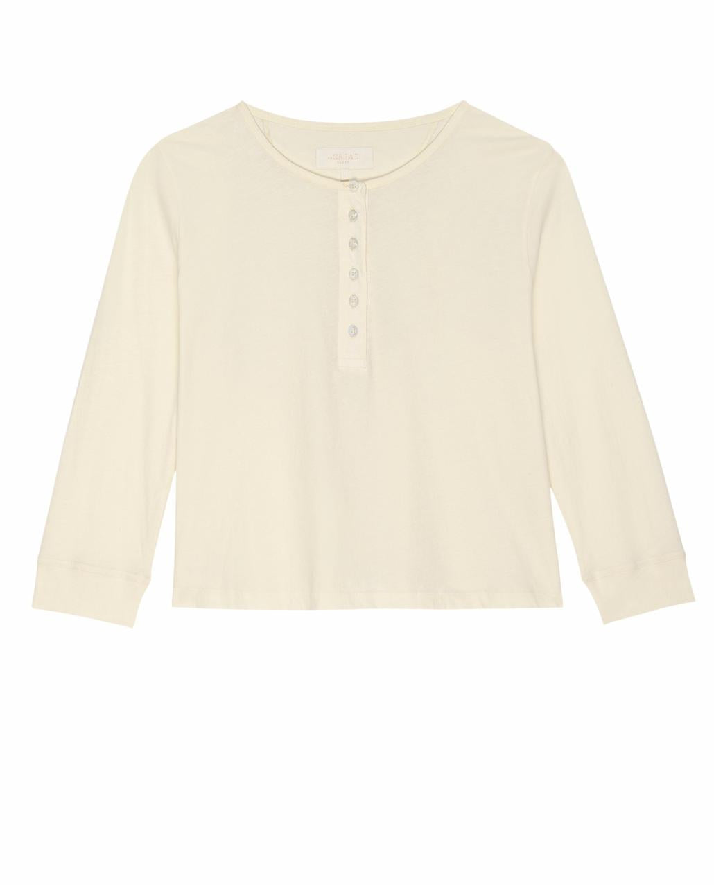 The Great. Sleep Tops | The Crop Sleep Henley. Washed White - Women