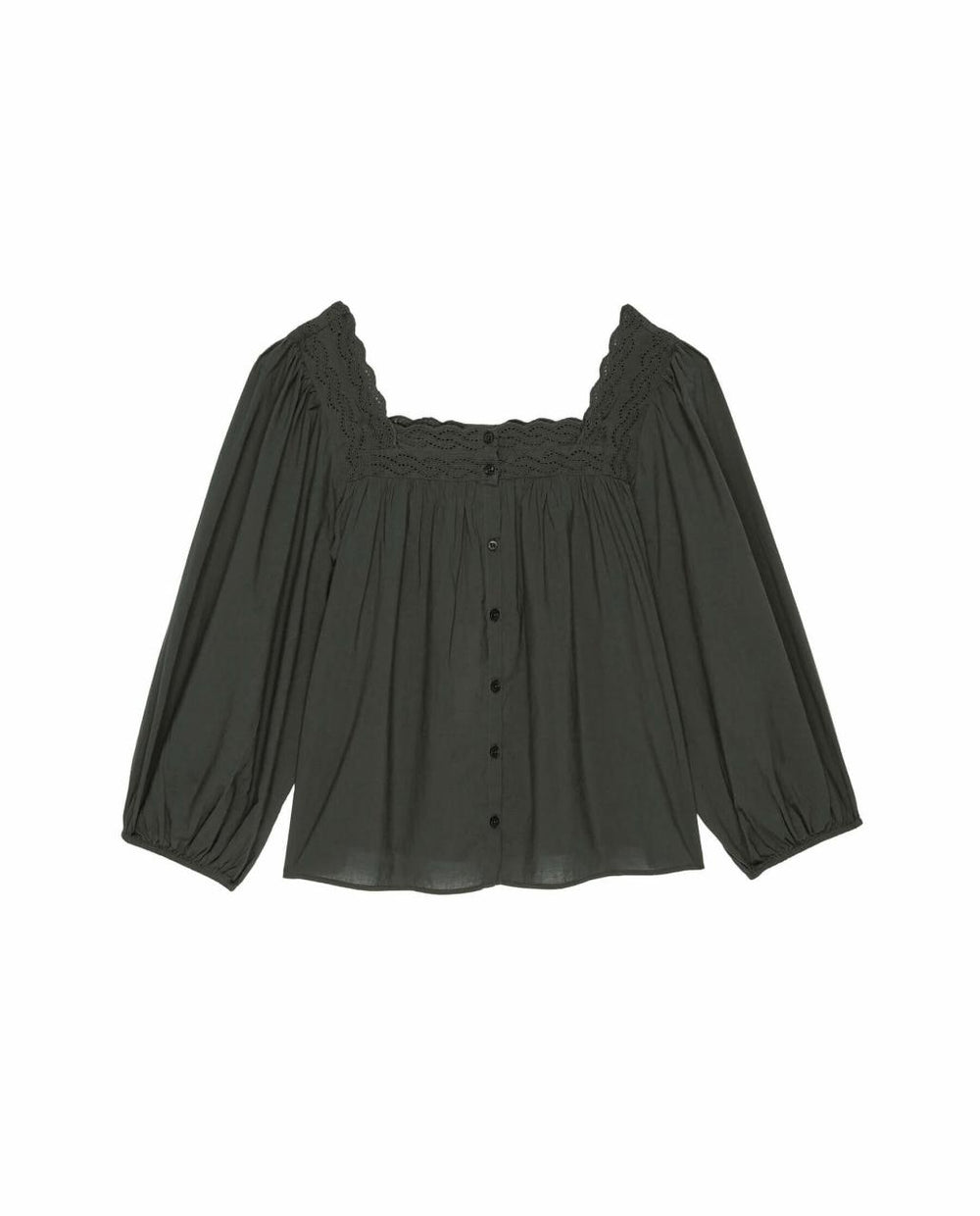 The Great. Sleep Tops | The Eyelet Button Sleep Top. Black - Women