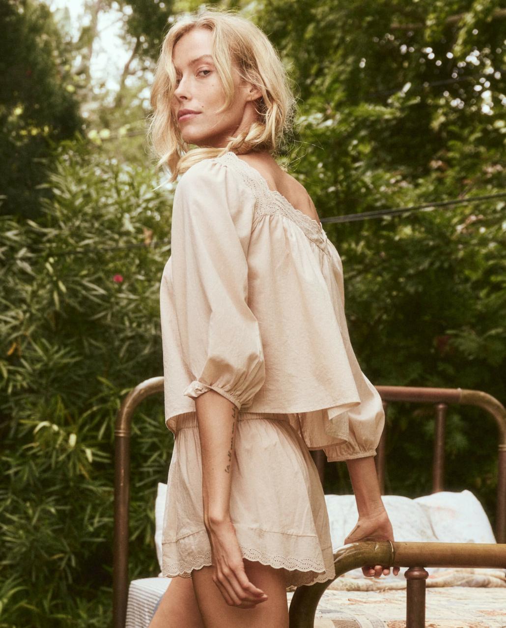 The Great. Sleep Tops | The Eyelet Button Sleep Top. Soft Rosette - Women