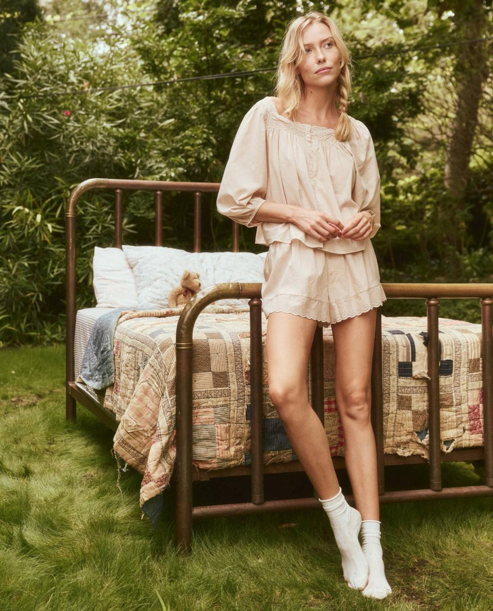 The Great. Sleep Tops | The Eyelet Button Sleep Top. Soft Rosette - Women