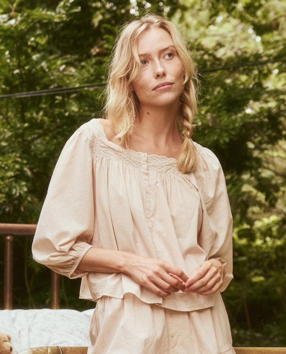 The Great. Sleep Tops | The Eyelet Button Sleep Top. Soft Rosette - Women