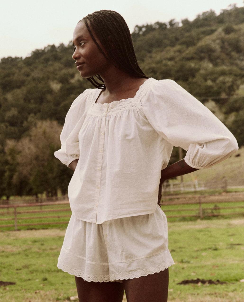 The Great. Sleep Tops | The Eyelet Button Sleep Top. True White - Women