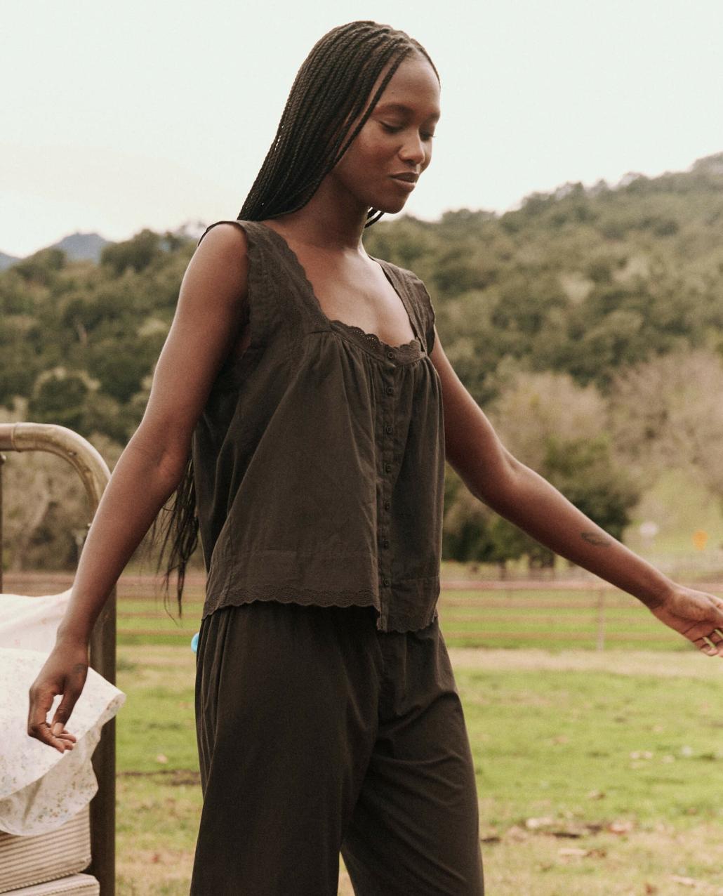 The Great. Sleep Tops | The Eyelet Tank. Black - Women