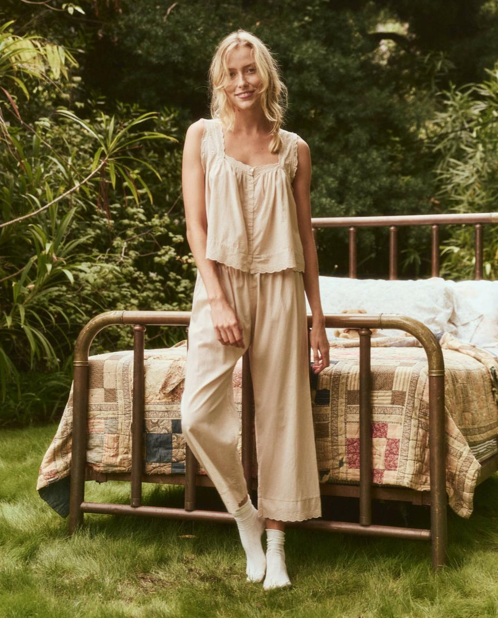 The Great. Sleep Tops | The Eyelet Tank. Soft Rosette - Women