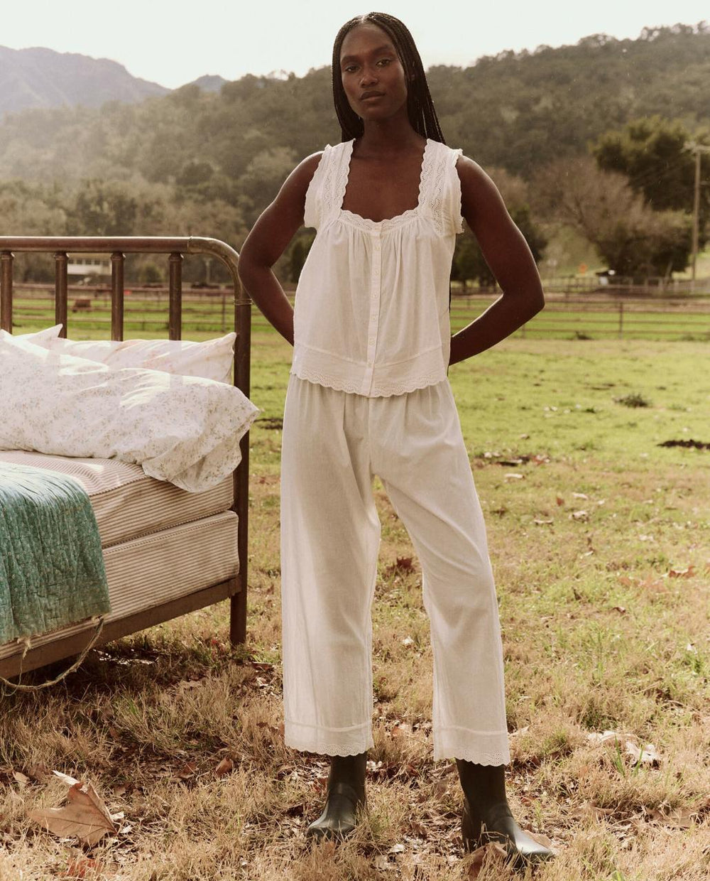 The Great. Sleep Tops | The Eyelet Tank. True White - Women