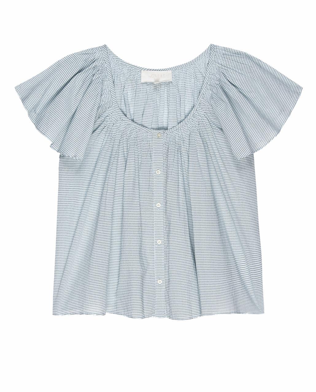 The Great. Sleep Tops | The Flutter Sleeve Sleep Top. Blue Star Print - Women