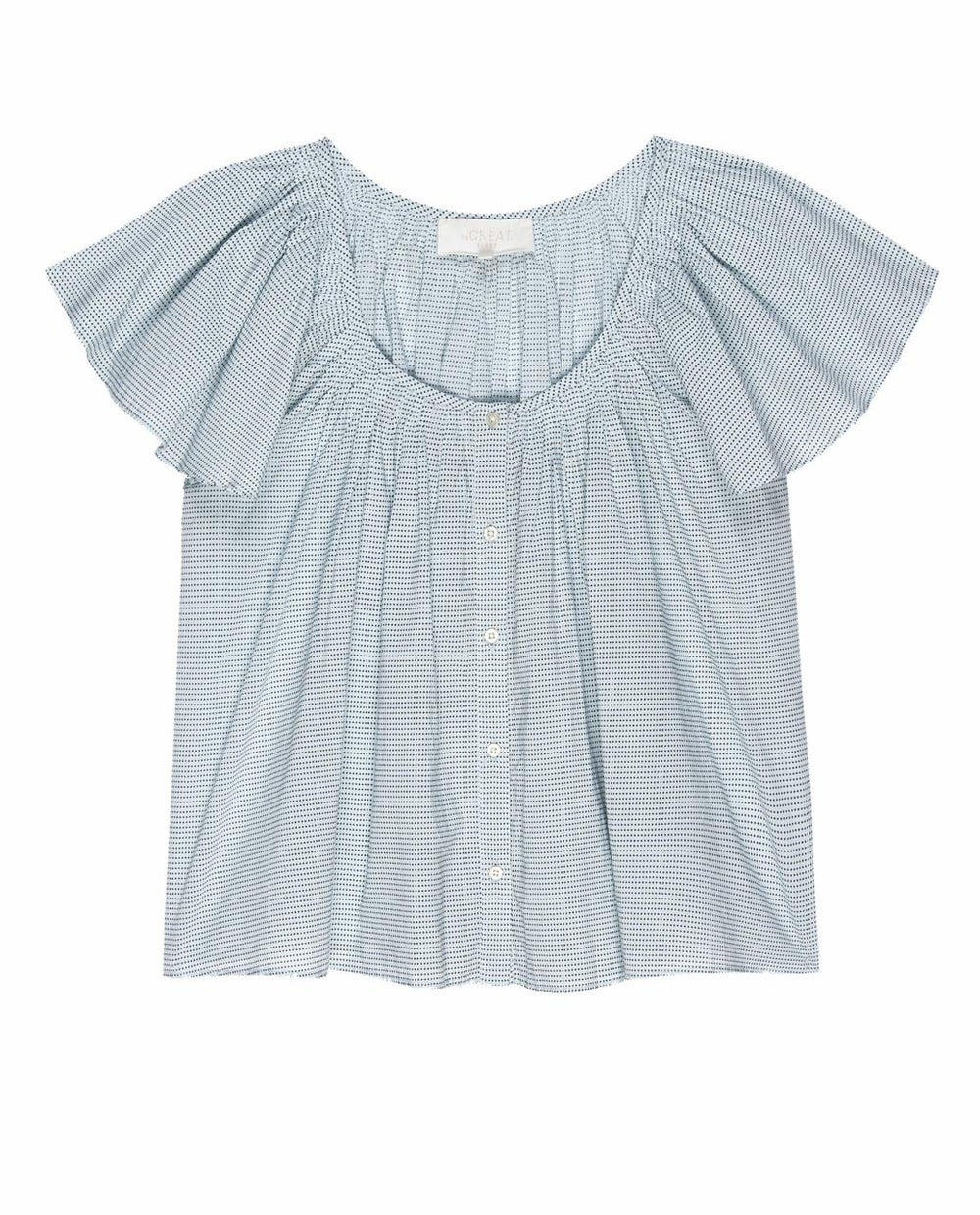 The Great. Sleep Tops | The Flutter Sleeve Sleep Top. Blue Star Print - Women