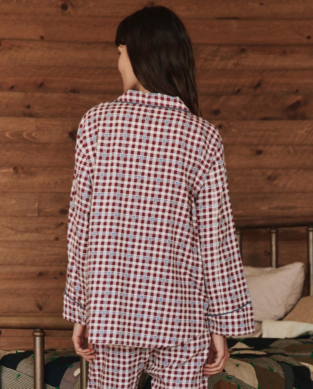 The Great. Sleep Tops | The Pajama Shirt. Bordeaux Plaid - Women