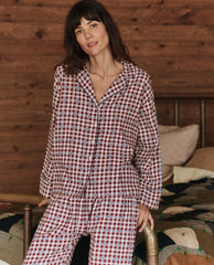 The Great. Sleep Tops | The Pajama Shirt. Bordeaux Plaid - Women