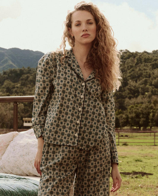 The Great. Sleep Tops | The Pajama Shirt. Geo Medallion Print - Women