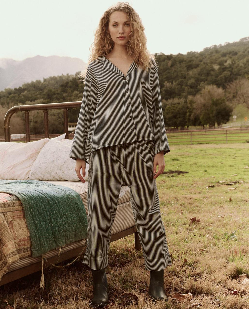 The Great. Sleep Tops | The Pajama Shirt. Horizon Stripe - Women