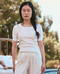 The Great. Sleep Tops | The Pointelle Ballet Tee. White - Women