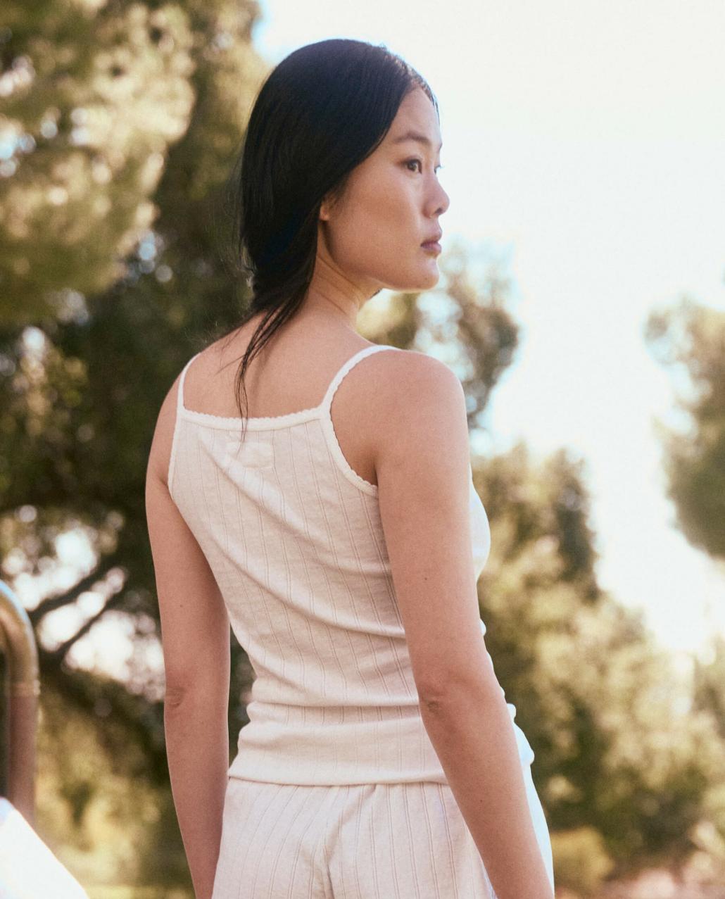 The Great. Sleep Tops | The Pointelle Scallop Sleep Tank. White - Women