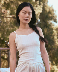 The Great. Sleep Tops | The Pointelle Scallop Sleep Tank. White - Women