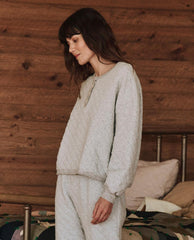 The Great. Sleep Tops | The Quilted Henley Sleep Sweatshirt. Heather Grey - Women