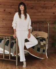 The Great. Sleep Tops | The Quilted Henley Sleep Sweatshirt. Washed White - Women