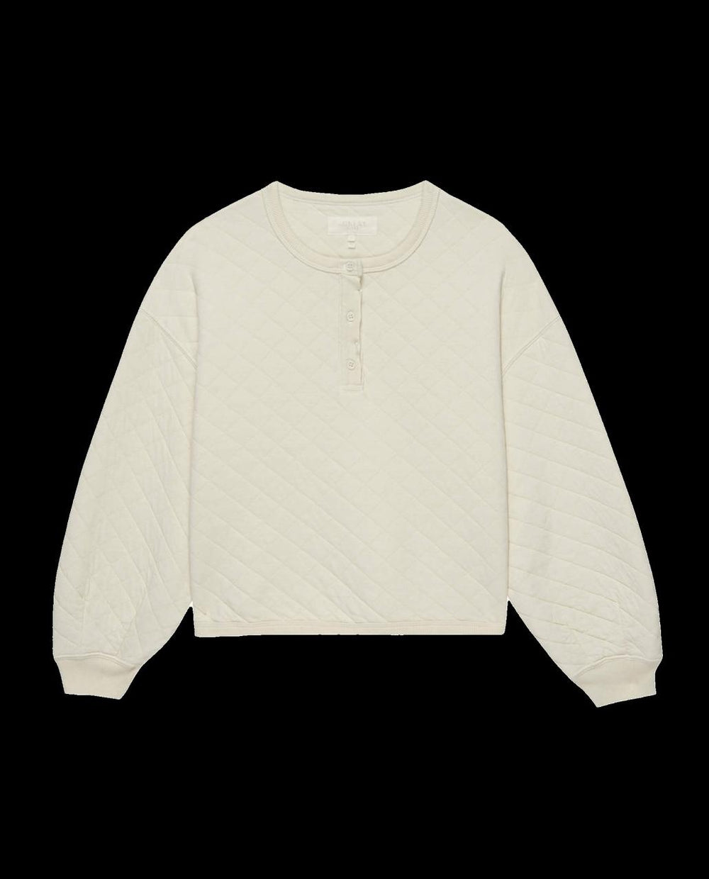 The Great. Sleep Tops | The Quilted Henley Sleep Sweatshirt. Washed White - Women
