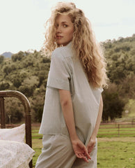 The Great. Sleep Tops | The Short Sleeve Pajama Shirt. Blue Star Print - Women