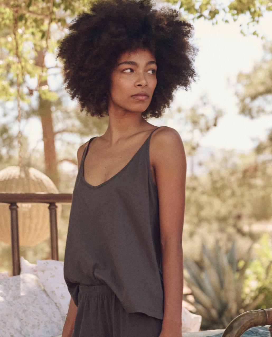 The Great. Sleep Tops | The Sleep Cami Tank. Washed Black - Women