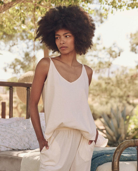 The Great. Sleep Tops | The Sleep Cami Tank. Washed White - Women