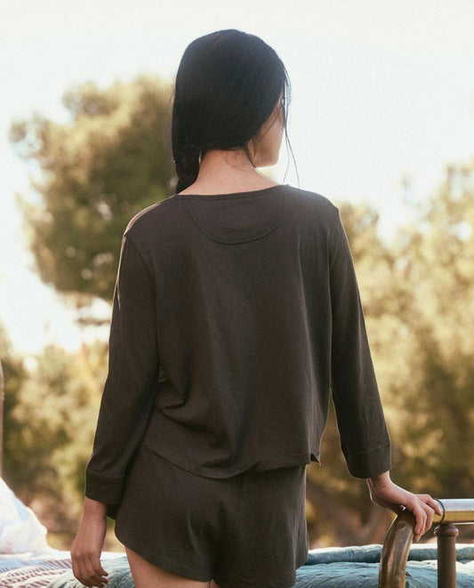 The Great. Sleep Tops | The Sleep Henley. Washed Black - Women