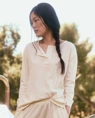 The Great. Sleep Tops | The Sleep Henley. Washed White - Women