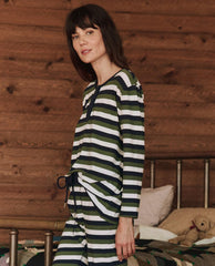 The Great. Sleep Tops | The Sleep Henley. Winter Pine Stripe - Women