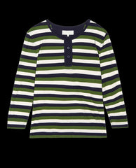 The Great. Sleep Tops | The Sleep Henley. Winter Pine Stripe - Women