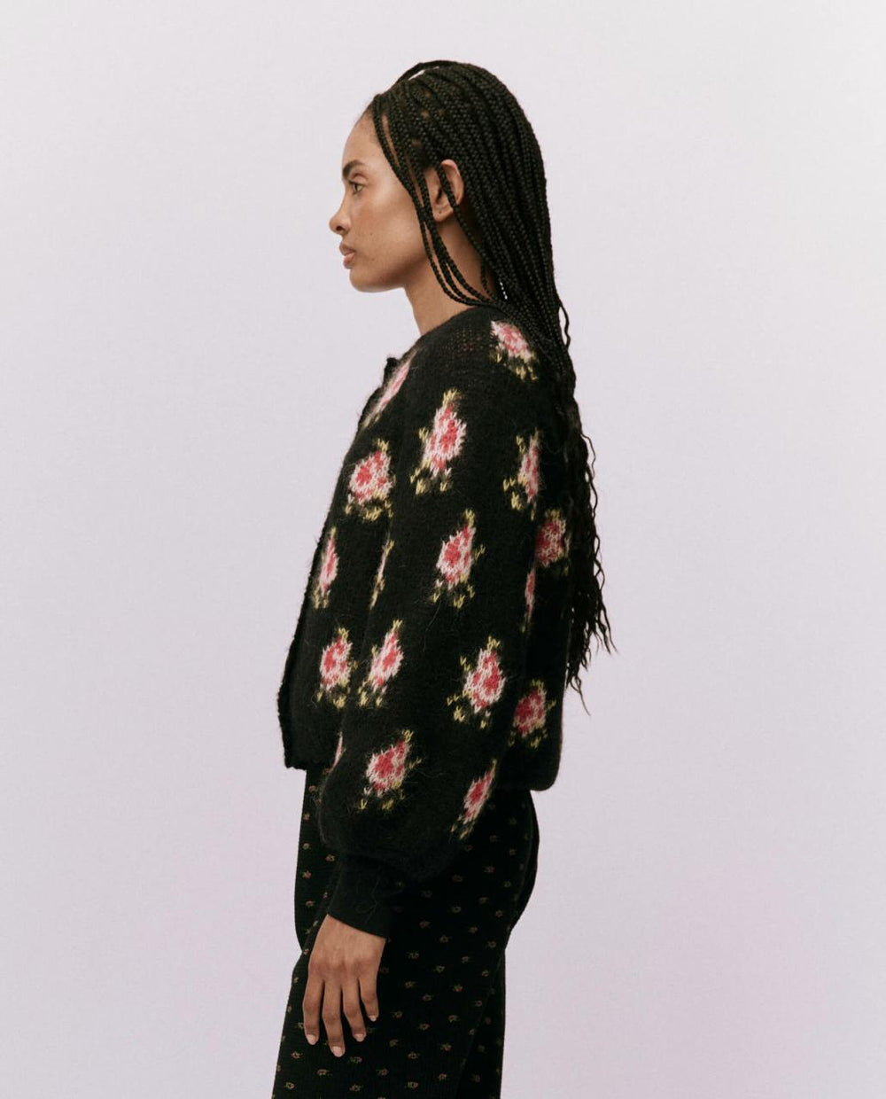 The Great. Sweaters | The Carousel Cardigan. Black Heirloom Rose - Women