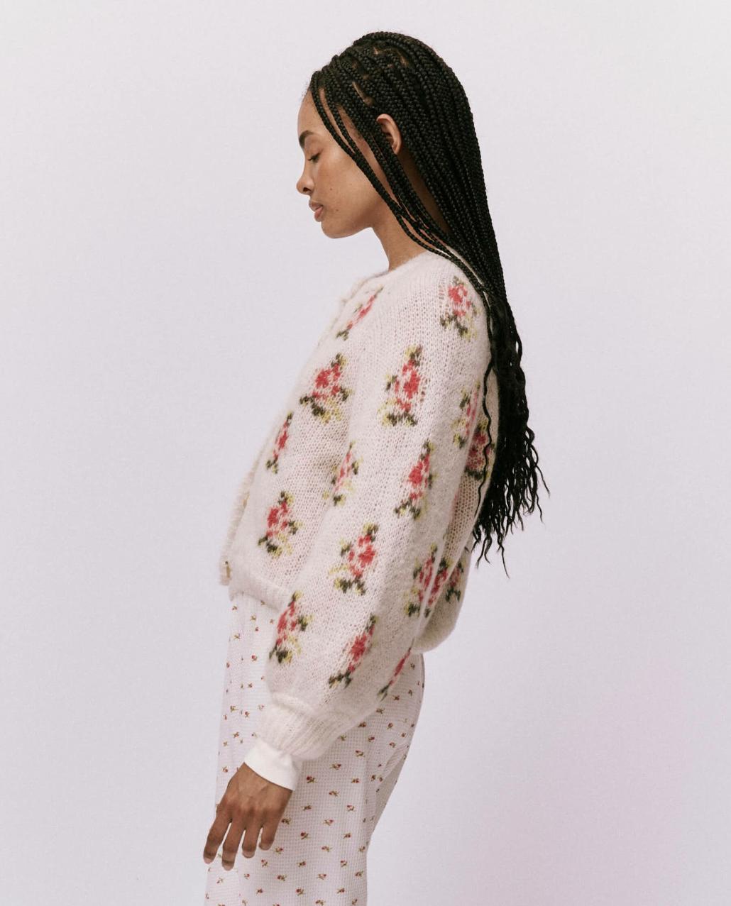 The Great. Sweaters | The Carousel Cardigan. White Heirloom Rose - Women