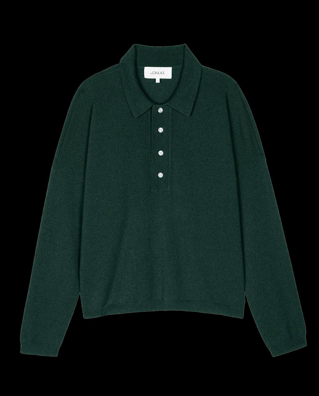 The Great. Sweaters | The Cashmere Polo Sweater. Alpine - Women