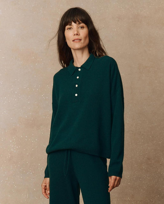 The Great. Sweaters | The Cashmere Polo Sweater. Alpine - Women