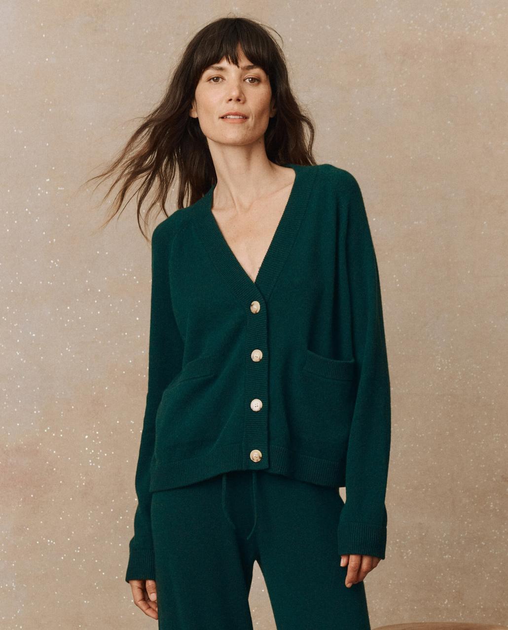 The Great. Sweaters | The Cashmere Varsity Cardigan. Alpine - Women