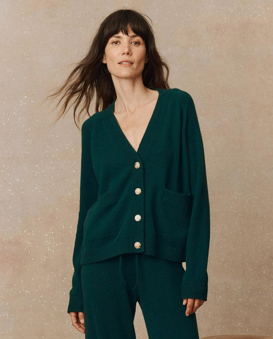 The Great. Sweaters | The Cashmere Varsity Cardigan. Alpine - Women