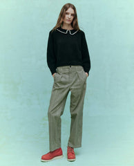 The Great. Sweaters | The Crochet Collar Pullover. Black With Soft White - Women