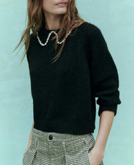 The Great. Sweaters | The Crochet Collar Pullover. Black With Soft White - Women