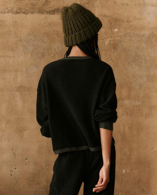 The Great. Sweaters | The Fleece Henley Sweatshirt. Almost Black - Women