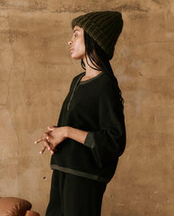 The Great. Sweaters | The Fleece Henley Sweatshirt. Almost Black - Women