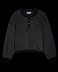 The Great. Sweaters | The Fleece Henley Sweatshirt. Almost Black - Women