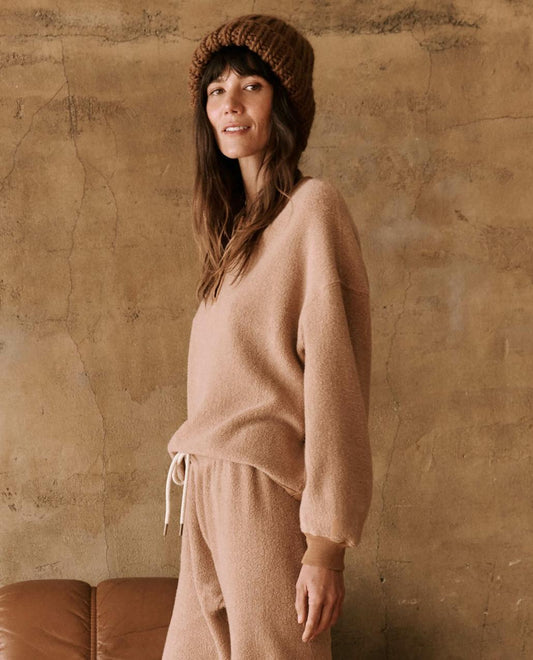 The Great. Sweaters | The Fleece Henley Sweatshirt. Fawn - Women