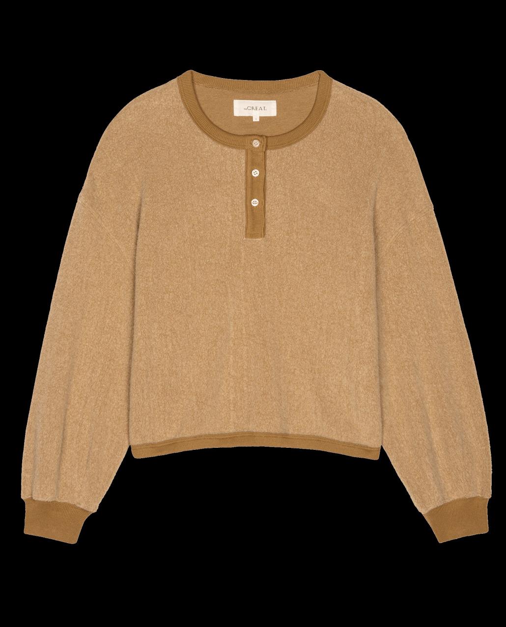 The Great. Sweaters | The Fleece Henley Sweatshirt. Fawn - Women