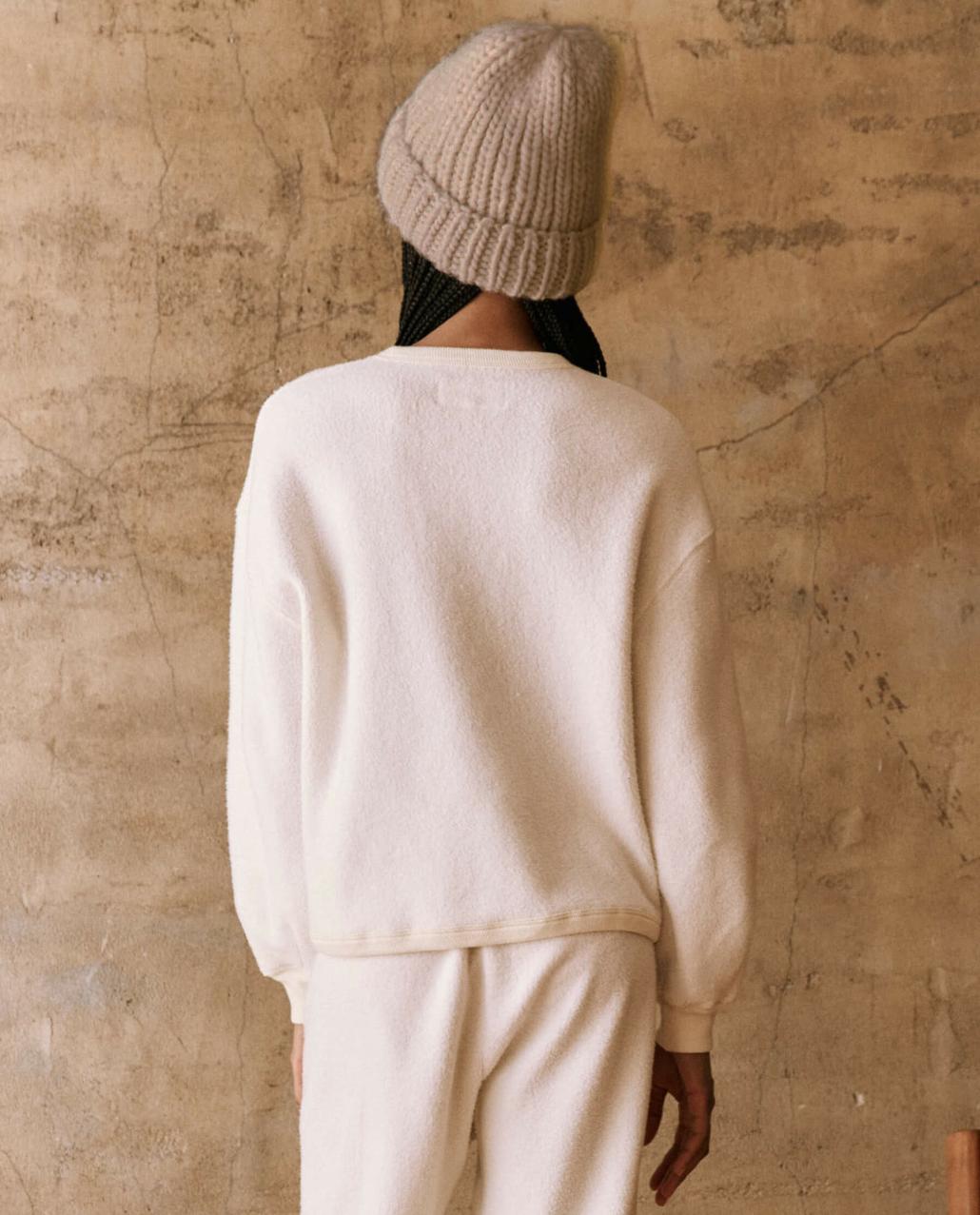 The Great. Sweaters | The Fleece Henley Sweatshirt. Washed White - Women