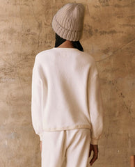 The Great. Sweaters | The Fleece Henley Sweatshirt. Washed White - Women