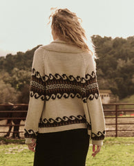 The Great. Sweaters | The Greek Key Lodge Cardigan. Cream With Driftwood - Women