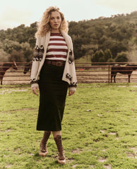 The Great. Sweaters | The Greek Key Lodge Cardigan. Cream With Driftwood - Women