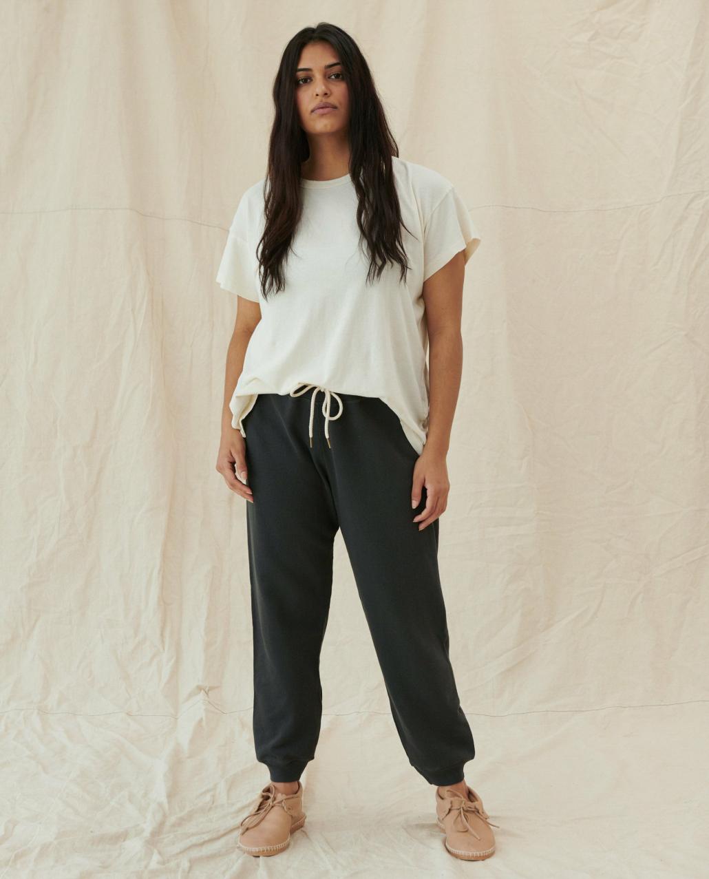 The Great. Sweatpants | The Cropped Sweatpant. Washed Black - Women