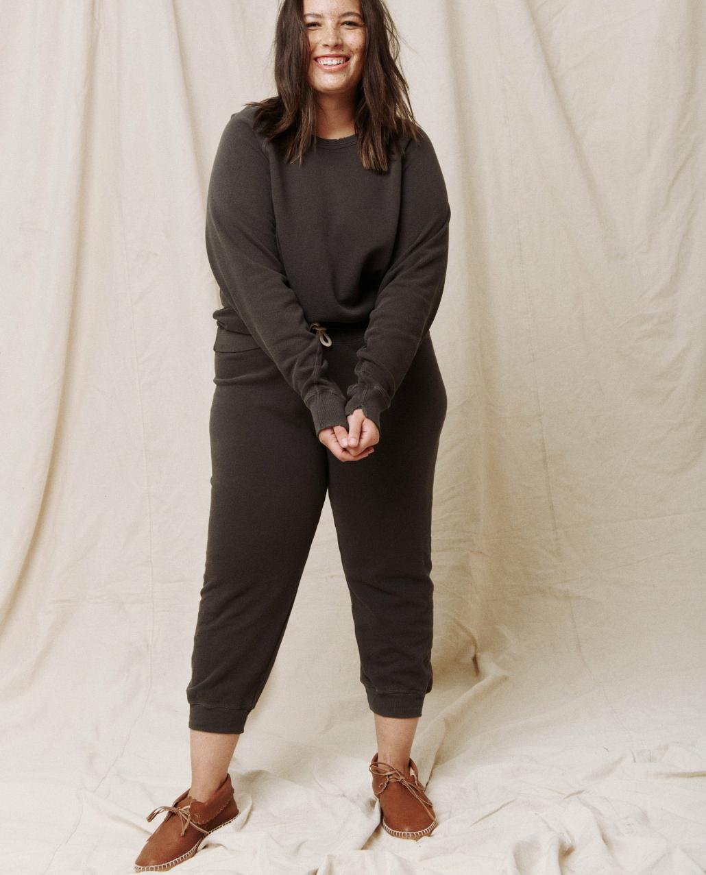 The Great. Sweatpants | The Cropped Sweatpant. Washed Black - Women